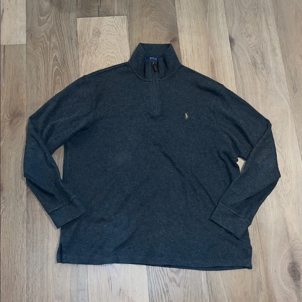 Polo by Ralph Lauren Men's charcoal gray quarter Zip-Up Sweater xl pullover